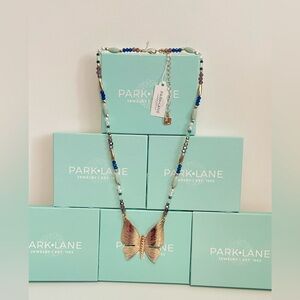 Park Lane SERAPHINA Gold Butterfly Pendant Necklace with Blue and Purple Accents